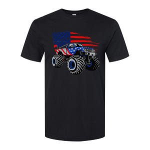 Monster Truck Lover American Flag Racing USA Patriotic Softstyle CVC T-Shirt