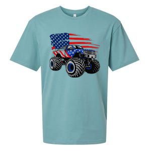 Monster Truck Lover American Flag Racing USA Patriotic Sueded Cloud Jersey T-Shirt