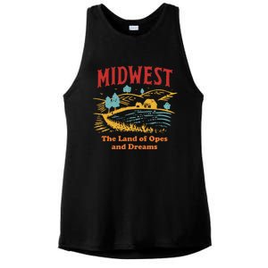 Midwest The Land Of Opes And Dreams Rustic Farm Ladies PosiCharge Tri-Blend Wicking Tank