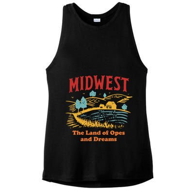 Midwest The Land Of Opes And Dreams Rustic Farm Ladies PosiCharge Tri-Blend Wicking Tank