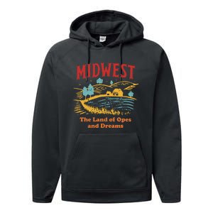 Midwest The Land Of Opes And Dreams Rustic Farm Performance Fleece Hoodie