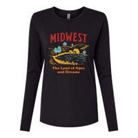 Midwest The Land Of Opes And Dreams Rustic Farm Womens Cotton Relaxed Long Sleeve T-Shirt