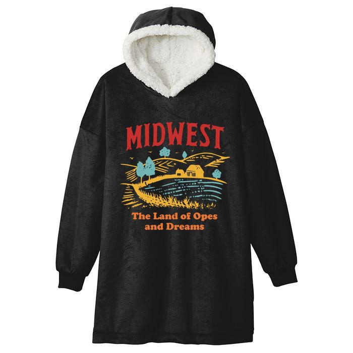 Midwest The Land Of Opes And Dreams Rustic Farm Hooded Wearable Blanket
