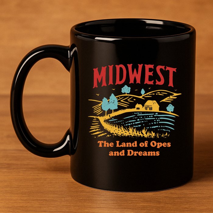 Midwest The Land Of Opes And Dreams Rustic Farm 11oz C Handle Ceramic Mug