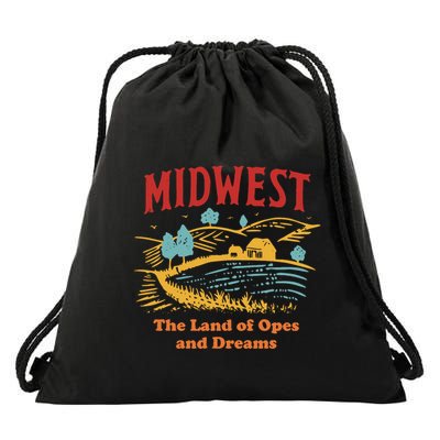 Midwest The Land Of Opes And Dreams Rustic Farm Drawstring Bag