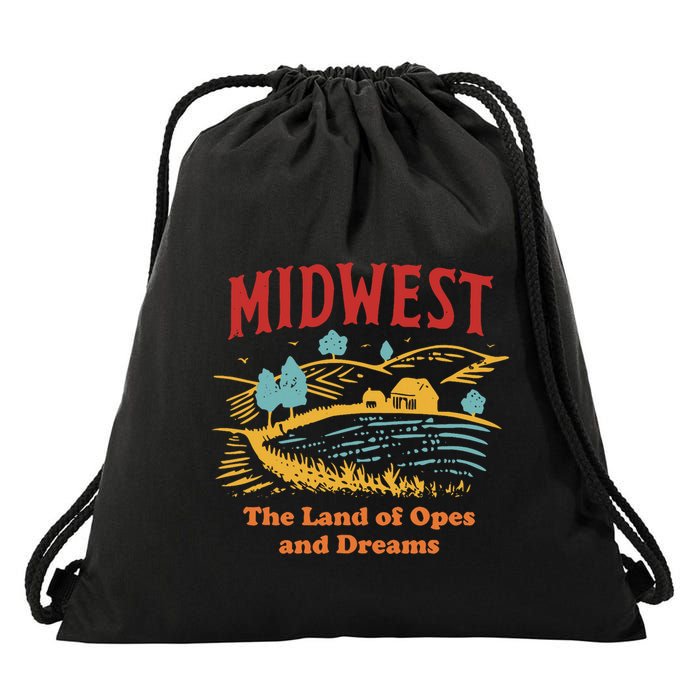 Midwest The Land Of Opes And Dreams Rustic Farm Drawstring Bag