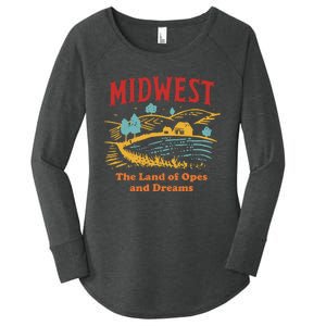 Midwest The Land Of Opes And Dreams Rustic Farm Women's Perfect Tri Tunic Long Sleeve Shirt