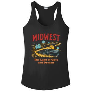 Midwest The Land Of Opes And Dreams Rustic Farm Ladies PosiCharge Competitor Racerback Tank