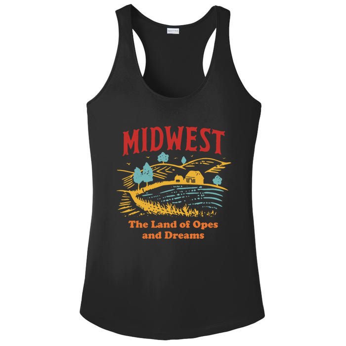 Midwest The Land Of Opes And Dreams Rustic Farm Ladies PosiCharge Competitor Racerback Tank