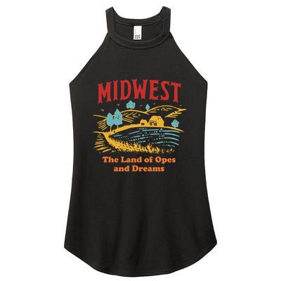 Midwest The Land Of Opes And Dreams Rustic Farm Women's Perfect Tri Rocker Tank