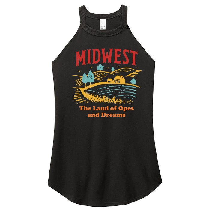 Midwest The Land Of Opes And Dreams Rustic Farm Women's Perfect Tri Rocker Tank