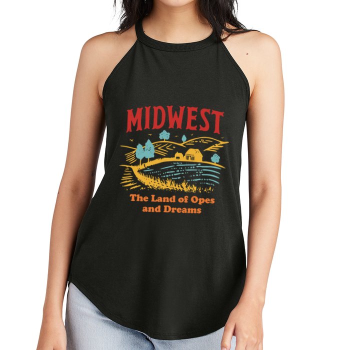 Midwest The Land Of Opes And Dreams Rustic Farm Women's Perfect Tri Rocker Tank