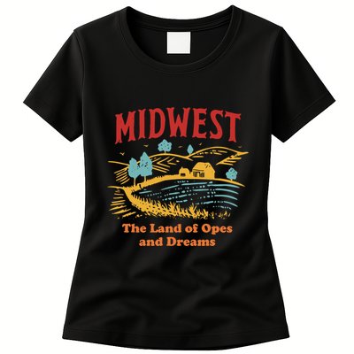 Midwest The Land Of Opes And Dreams Rustic Farm Womens T-Shirt