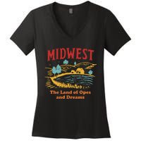 Midwest The Land Of Opes And Dreams Rustic Farm Women's V-Neck T-Shirt