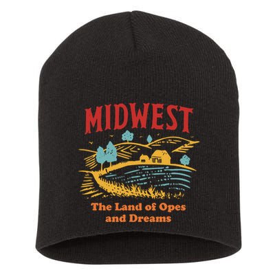 Midwest The Land Of Opes And Dreams Rustic Farm Short Acrylic Beanie