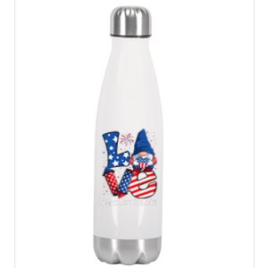 Massage Therapist Love 4th Of July Gnome Usa Patriotic Gift Stainless Steel Insulated Water Bottle