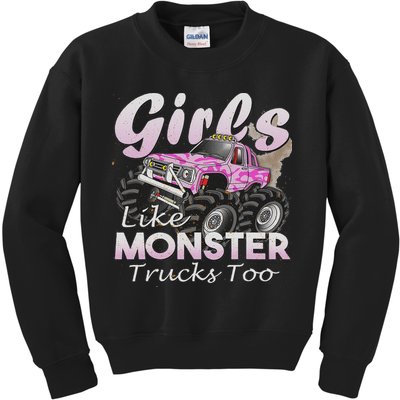 Monster Truck Like Monsters Too Birthday Gift Kids Sweatshirt