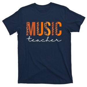 Music Teacher Leopard Squad Cute Fall Autumn Thanksgiving T-Shirt