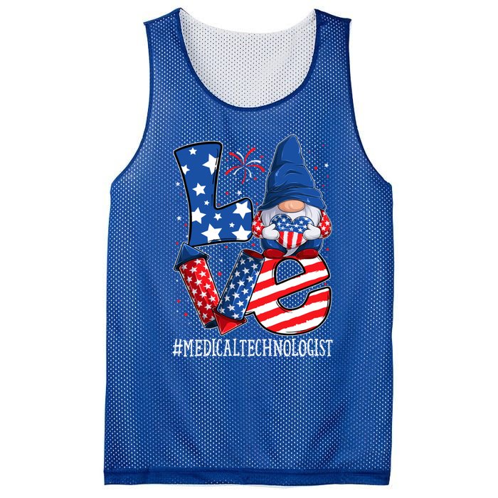 Medical Technologist Love 4th Of July Gnome Usa Patriotic Gift Mesh Reversible Basketball Jersey Tank