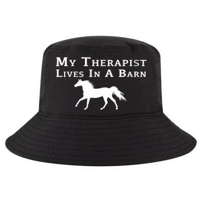 My Therapist Lives In A Barn Horse Equestrian Cool Comfort Performance Bucket Hat