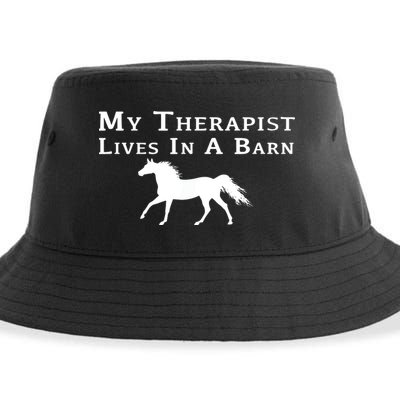 My Therapist Lives In A Barn Horse Equestrian Sustainable Bucket Hat