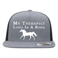 My Therapist Lives In A Barn Horse Equestrian Flat Bill Trucker Hat