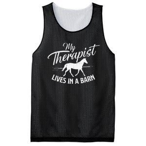 My Therapist Lives In A Barn Horse Lover Horseback Riding Mesh Reversible Basketball Jersey Tank