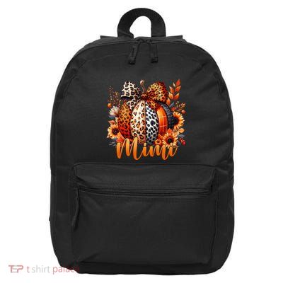 Mimi Thanksgiving Leopard Pumpkin Sunflower Coquette Bow 16 in Basic Backpack
