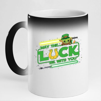 May The Luck Be With You Light Saber Saint Patrick's Day 11oz Black Color Changing Mug