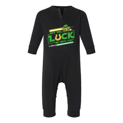 May The Luck Be With You Light Saber Saint Patrick's Day Infant Fleece One Piece