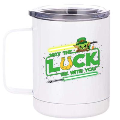 May The Luck Be With You Light Saber Saint Patrick's Day 12 oz Stainless Steel Tumbler Cup