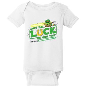 May The Luck Be With You Light Saber Saint Patrick's Day Baby Bodysuit