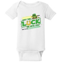 May The Luck Be With You Light Saber Saint Patrick's Day Baby Bodysuit