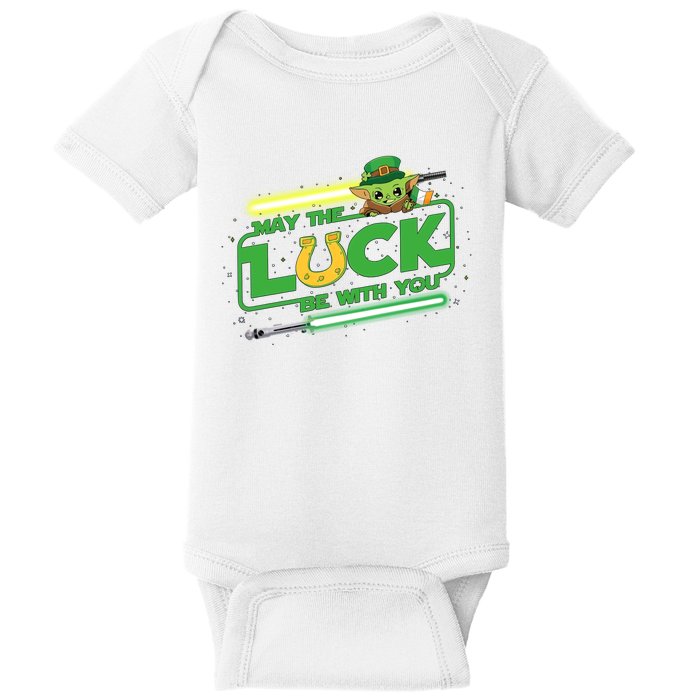 May The Luck Be With You Light Saber Saint Patrick's Day Baby Bodysuit