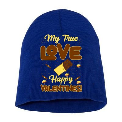 My True Love Happy Valentines Day Funny Chocolate Bar Lover Gift Short Acrylic Beanie