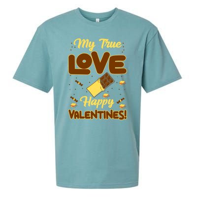 My True Love Happy Valentines Day Funny Chocolate Bar Lover Gift Sueded Cloud Jersey T-Shirt