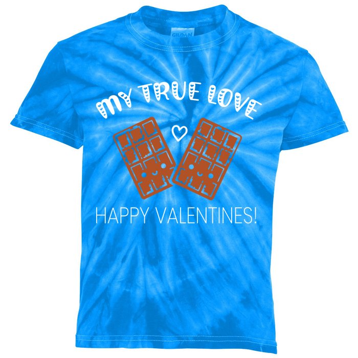 My True Love Happy Valentines Day Funny Chocolate Bar Lover Funny Gift Kids Tie-Dye T-Shirt