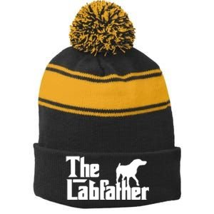 Men The Labfather Funny Lab Labrador Dog Owner Dad Daddy Father Stripe Pom Pom Beanie