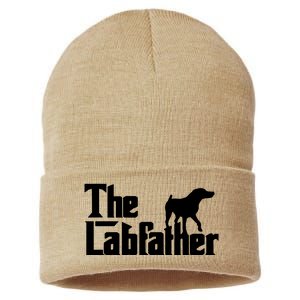 Men The Labfather Funny Lab Labrador Dog Owner Dad Daddy Father Sustainable Knit Beanie