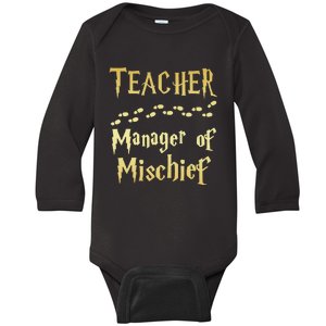 Magical Teacher Manager Of Mischief Birthday Family Party Baby Long Sleeve Bodysuit