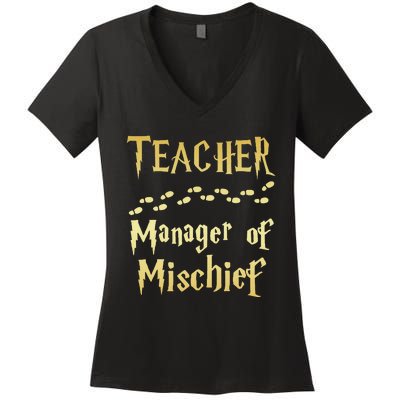 Magical Teacher Manager Of Mischief Birthday Family Party Women's V-Neck T-Shirt