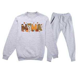 Mama Thanksgiving Mom Fall Pumpkins Season Retro Premium Crewneck Sweatsuit Set