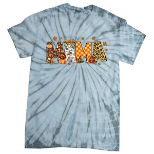 Mama Thanksgiving Mom Fall Pumpkins Season Retro Tie-Dye T-Shirt