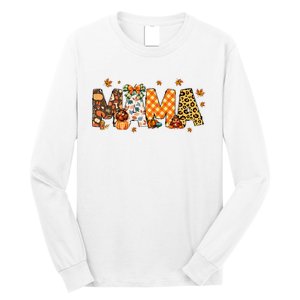 Mama Thanksgiving Mom Fall Pumpkins Season Retro Long Sleeve Shirt