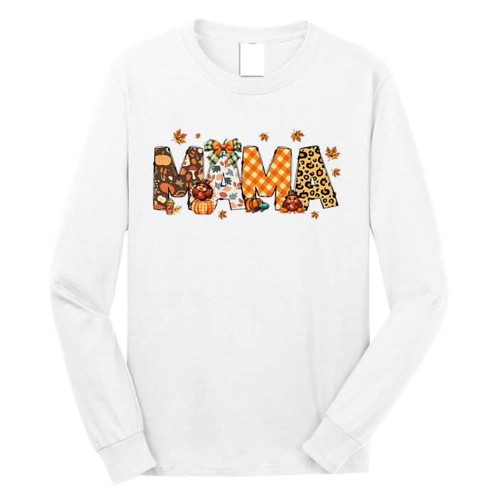 Mama Thanksgiving Mom Fall Pumpkins Season Retro Long Sleeve Shirt