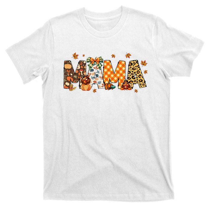 Mama Thanksgiving Mom Fall Pumpkins Season Retro T-Shirt