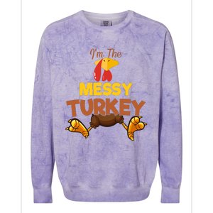 Messy Turkey Matching Family Group Thanksgiving Gifts  Colorblast Crewneck Sweatshirt