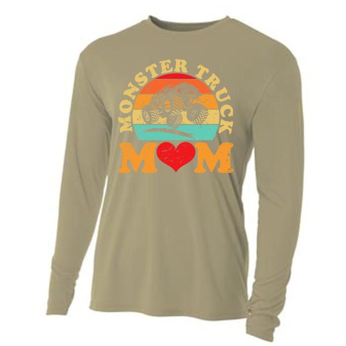 Monster Truck Mom Retro Vintage Monster Truck Mother's Day Cooling Performance Long Sleeve Crew