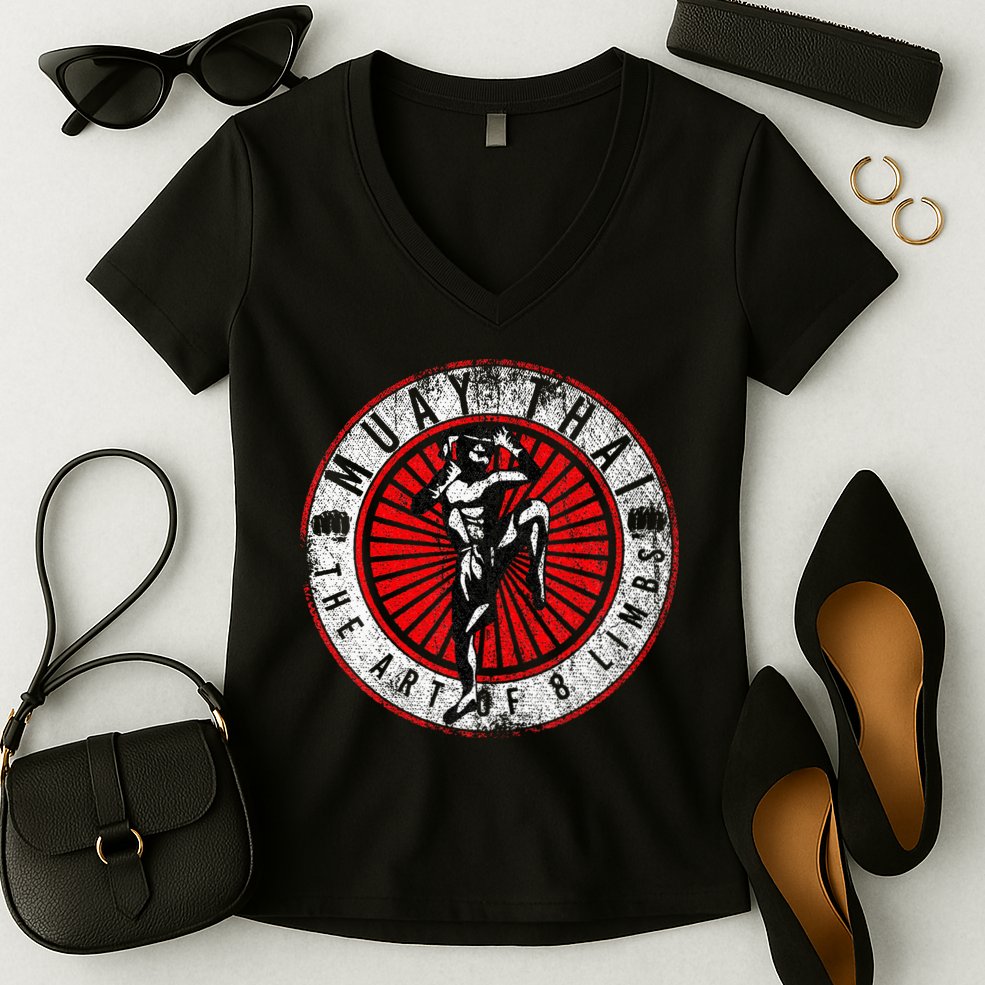 Muay Thai Women's V-Neck T-Shirt
