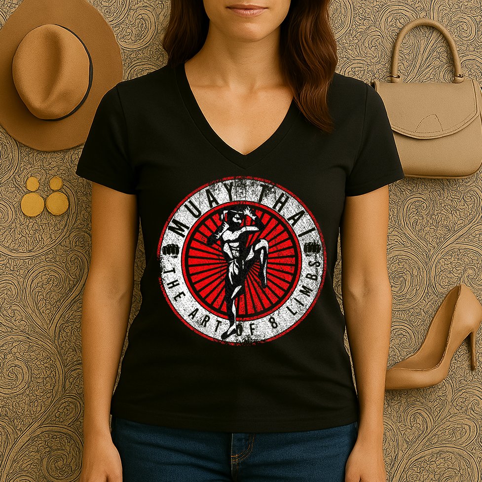 Muay Thai Women's V-Neck T-Shirt